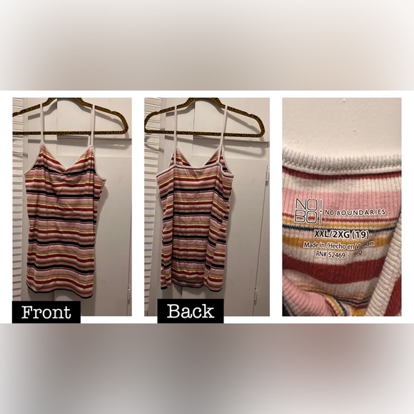 Women’s No Boundaries Striped Spaghetti Strap Tank - Picture 2 of 4